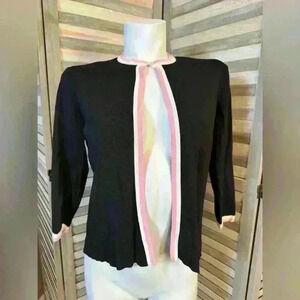 Dress Barn Black Cardigan with Pink Trim